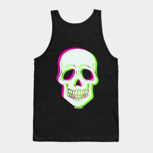 3D Glitch Skull (Pink and Green Version) Tank Top